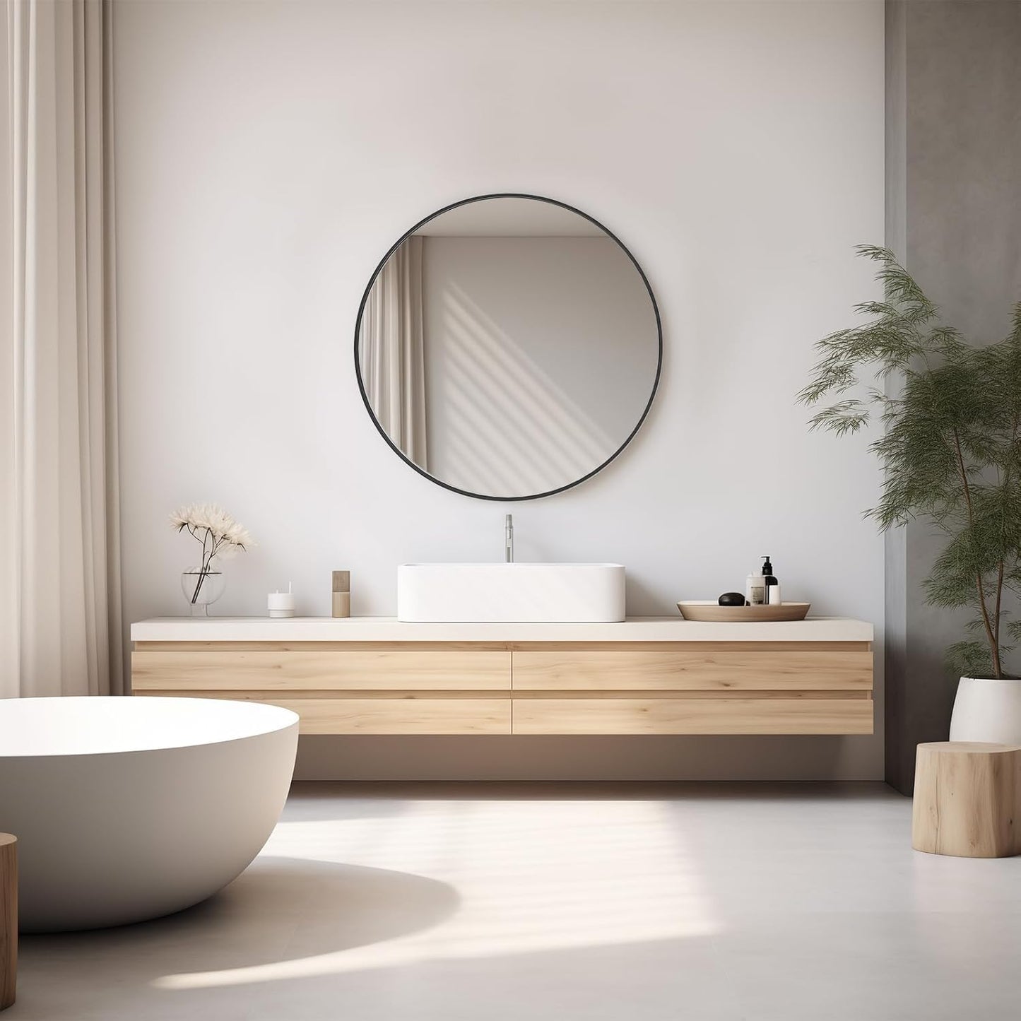 NEWBULIG 20IN Round Bathroom Wall Mirror, Modern Vanity Mirrors for Over Sink, HD Glass Decorative for Entryway, Bedroom & Living Room, Gold