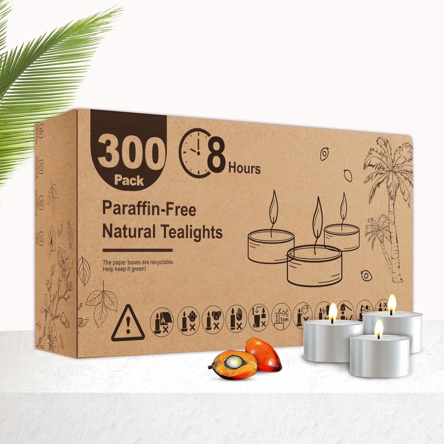 Tea Candles 100 Pack - 8 Hour Burn Time,Unscented Tea Lights Candles for Shabbat, Weddings, Christmas Lights, Home Decor
