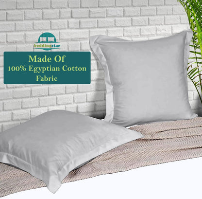 Euro Sham Covers 26x26 Set of 2 White 600 Thread Count 100% Egyptian Cotton Pack of 2 Euro 26x26 Pillow Covers Cushion Cover Cases Soft Skin Friendly European Size Decorative Square Pillow Shams