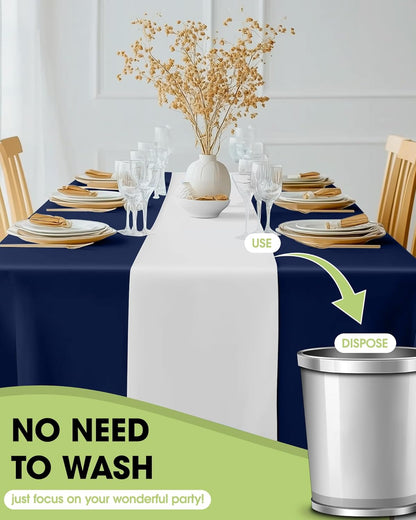 Pureegg Gold Plastic Table Runners - 10 Pack, 14'' x 108'', Water Resistant & Disposable Centerpiece Decorations for Table Cloth, Wedding, Birthday, Holiday, Baby Shower, Party, Home Decor