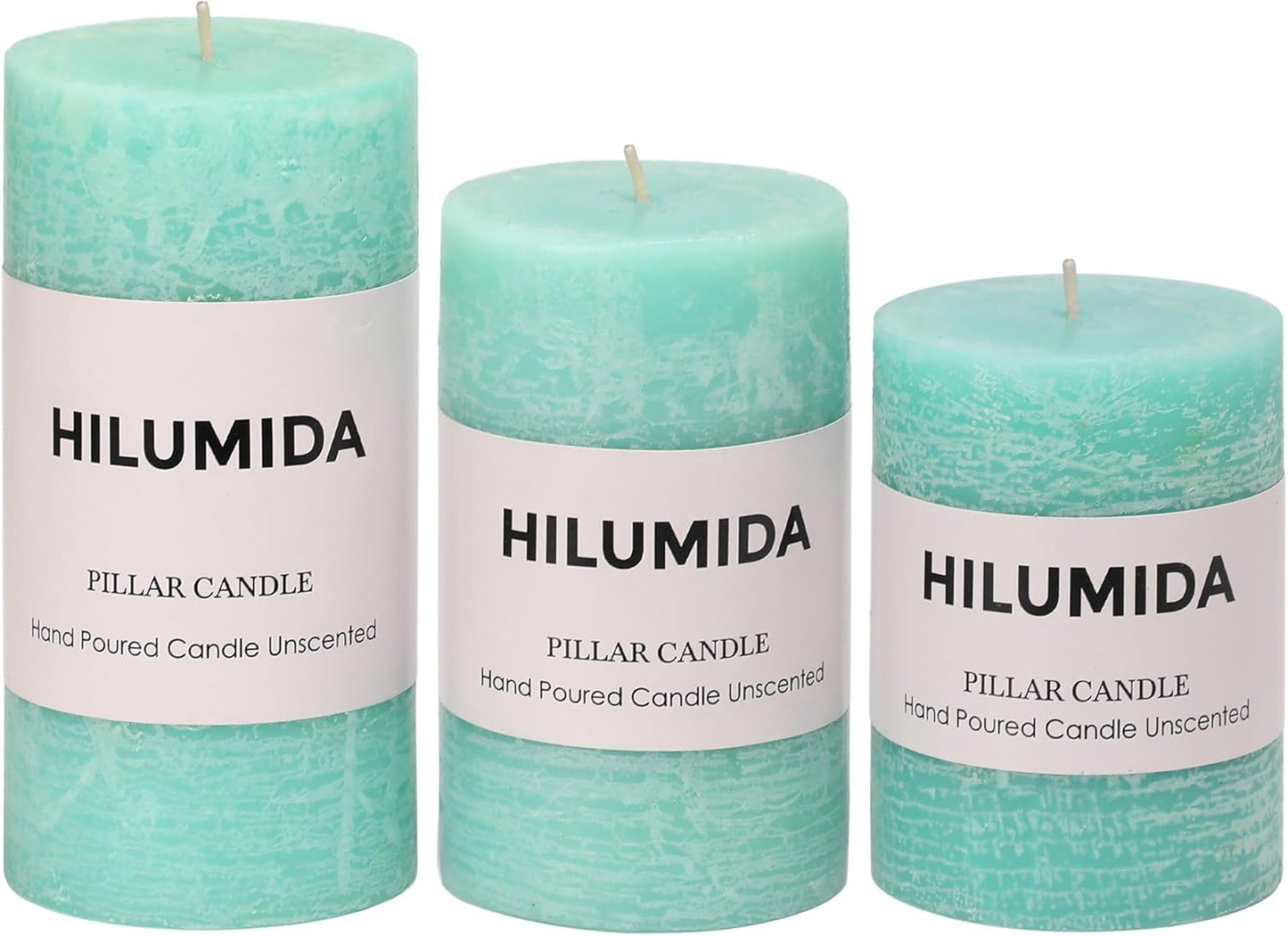 Sage Green Pillar Candles Set of 3 - Hand-Poured Unscented Candles,Smokeless Dripless Candles for Dinner Table and Home, Set of 3 in Different Sizes (3"x4", 3"x5", 3"x6")