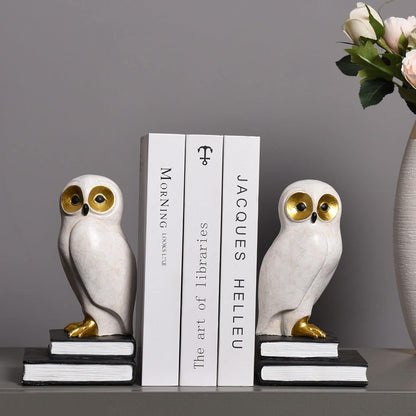 Book Ends for Shelves, Owl Decorative Bookends Bronze Bird Book Stopper Unique Kids Book Holders with Anti-Slip Base Luxurious Bookends for Kids Rooms Office Home Decor(Bronze)