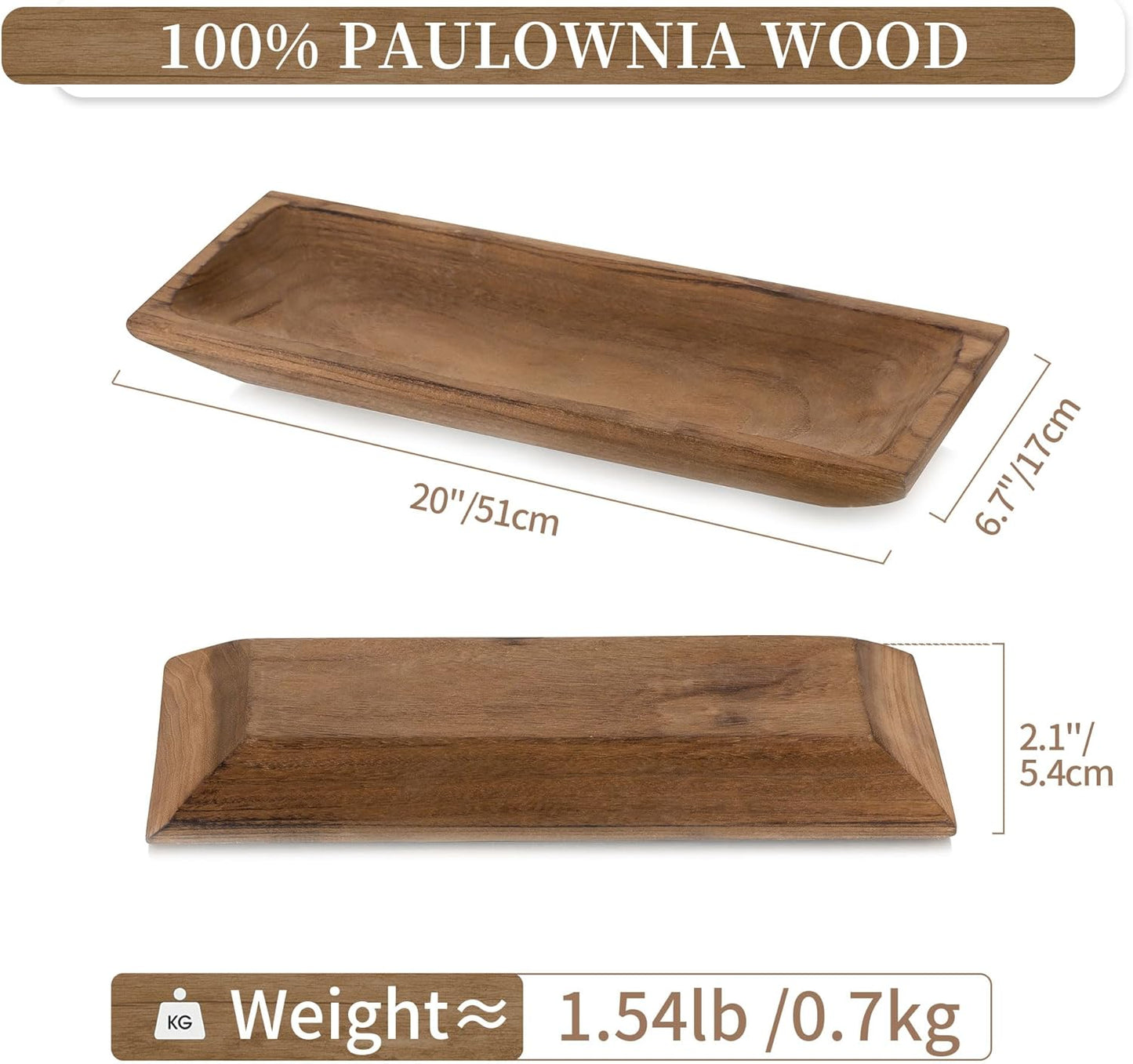 Hanobe Decorative Wooden Dough Bowl: Wood Bowl Decor for Entry Table Decor Coffee Table DecorDining Room Kitchen Decor, Brown