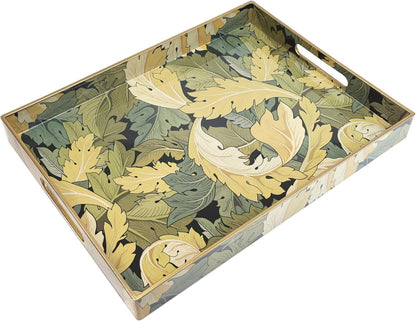 Spsyrine Serving Tray with Handles, Plastic Decorative Tray for Coffee Table, Living Room, Home Decor, Dianthus
