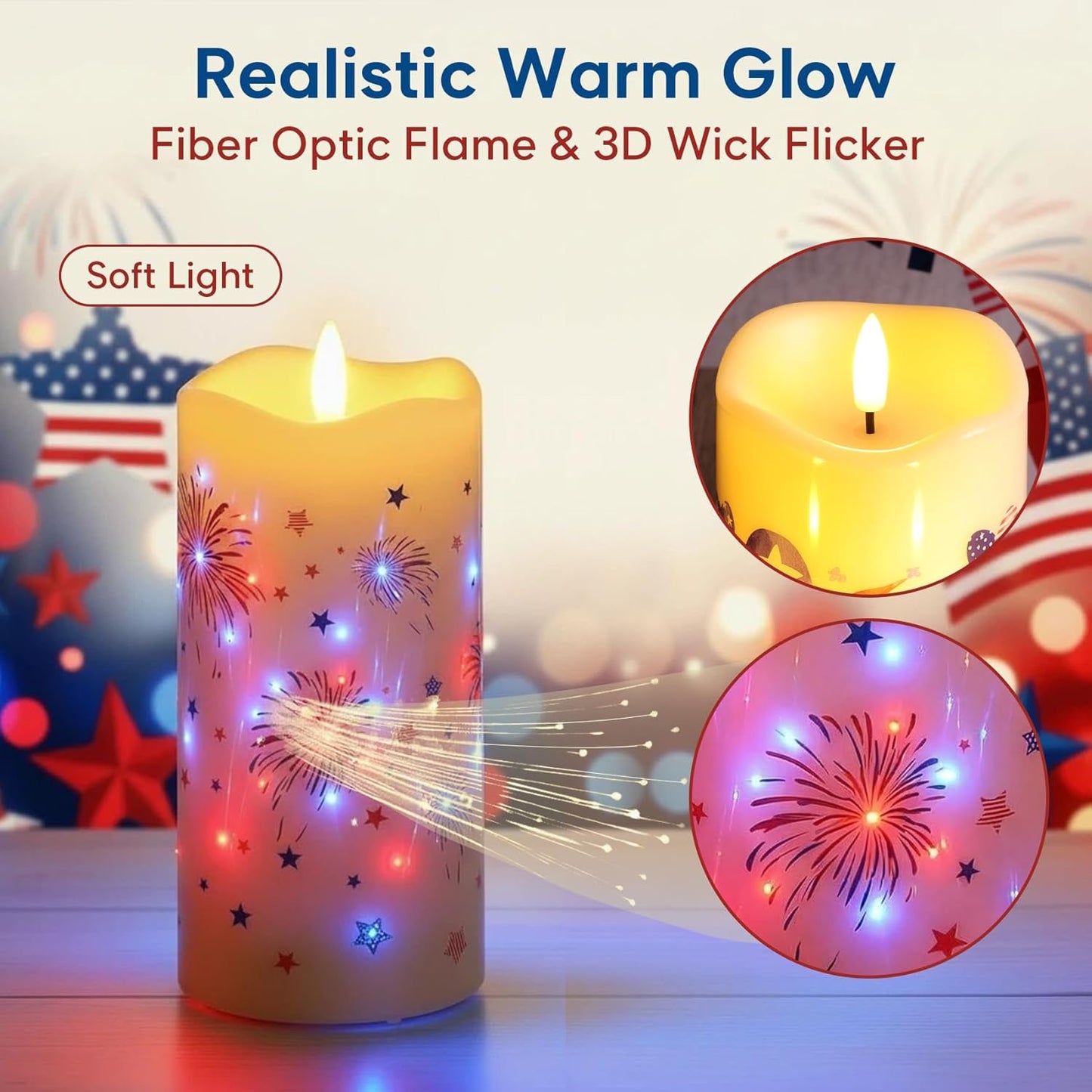 Eywamage Fiber Optic Flameless Pillar Candles with Remote Set of 3, Butterfly Floral Spring LED Candles Battery Operated Gift Φ 3" H 6"