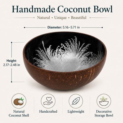 ChezMax Natural Coconut Bowl with Mother of Pearl Inlays - Key Bowl & Fruit Snack Holder (Blue-Gold)