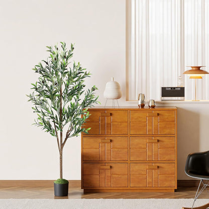 Alupssuc Olive Trees Artificial Indoor, 6FT Tall Faux Olive Tree with White Planter, Artificial Plants with Lifelike Fruits and Realistic Leaves for Modern Home Office Living Room Decor
