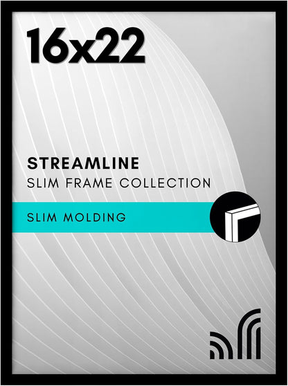 Americanflat 24x36 Poster Frame with Polished Plexiglass - Streamline Collection - Thin Border Picture Frame for Wall Display - Hanging Hardware Included - Black - Colors B