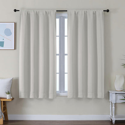 Simplebrand Ava Sage Green Blackout Curtains for Bedroom 63 Inch Length 2 Panels Set, Solid Thermal Insulated Energy Saving Rod Pocket Window Treatment Curtains Blackout Drapes, W40 x L63 Inch, Sage - Colors A