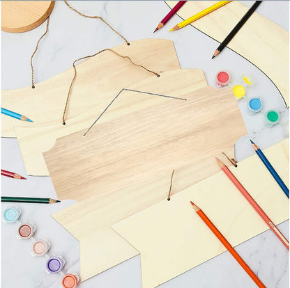 3Pack Blank Wood Sign for Craft Unfinished Hanging Wooden Board with Hole DIY Door Wall Decor Holiday Decoration
