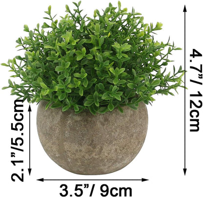 Ogrmar Mini Plastic Faux Plants in Pot/Small Topiary Shrubs Fake Greenery for Bathroom, House Decorations (Green Grass)