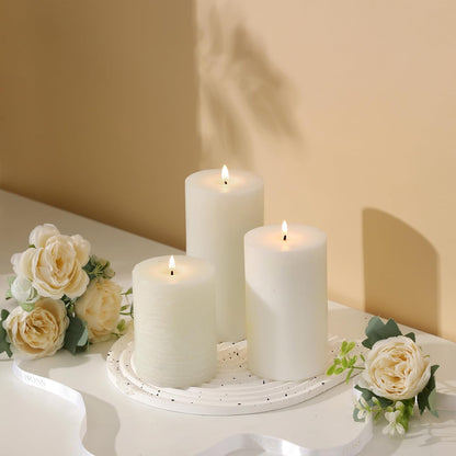 Sage Green Pillar Candles Set of 3 - Hand-Poured Unscented Candles,Smokeless Dripless Candles for Dinner Table and Home, Set of 3 in Different Sizes (3"x4", 3"x5", 3"x6")