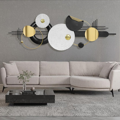 Lucky Monet Large Wall Decor for Living Room, Modern Metal Wall Art, 3D Textured Geometric Wall Sculpture 59"x24" Wall Hanging Decoration for Dinning Room Bedroom Entryway
