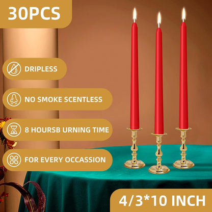 4 Pack Ivory Taper Candles - Taper Candles 10 Inch Dripless, Smokeless & Unscented - 8 Hours Long Burning - Hand Poured Tall Candlesticks - Ideal for Weddings, Dinner Parties, and Home Decor