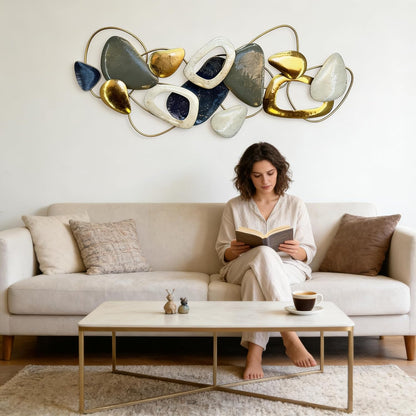 Roivikis Large Metal Wall Art Decor, 3D Abstract Lotus Leaves Wall Handcrafted Modern Decoration for Indoor Outdoor for Living Room, Bedroom, Entryway 52" x 24"