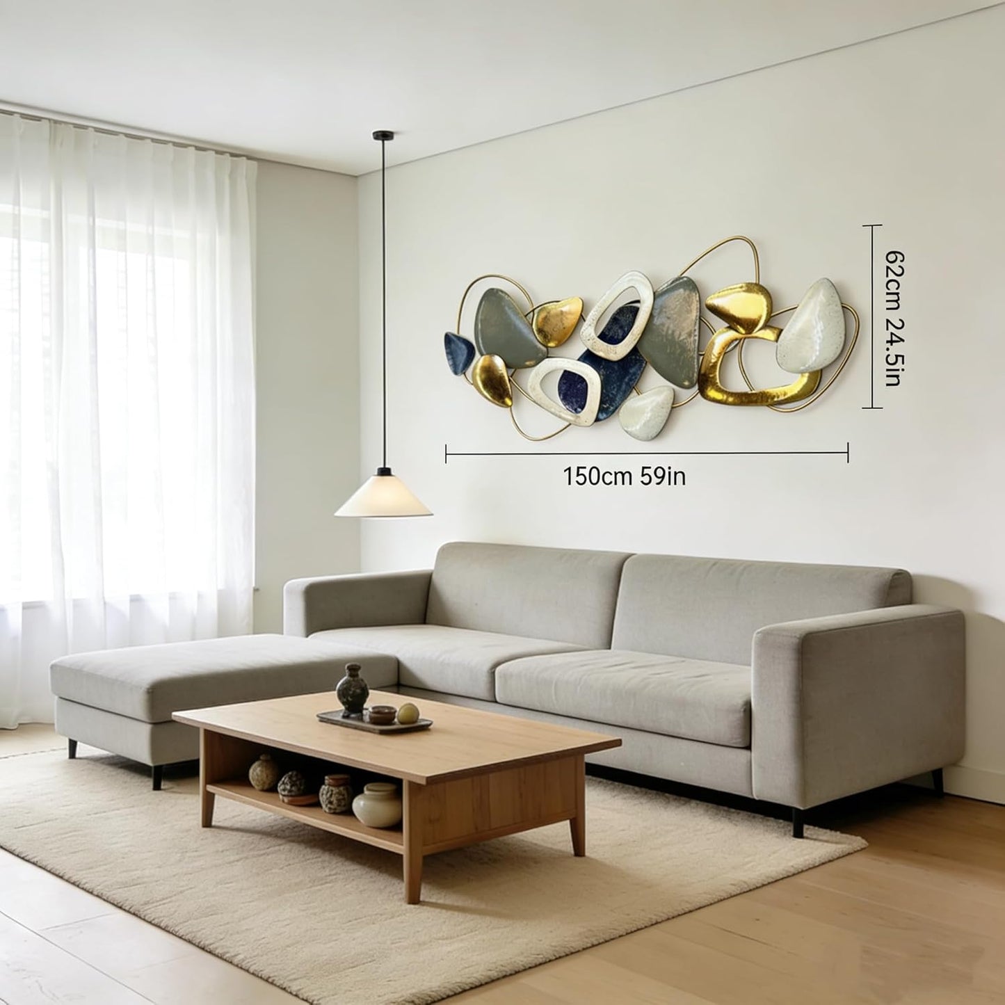 Roivikis Large Metal Wall Art Decor, 3D Abstract Lotus Leaves Wall Handcrafted Modern Decoration for Indoor Outdoor for Living Room, Bedroom, Entryway 52" x 24"