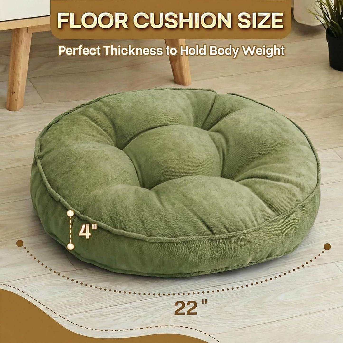 1 MIDDLE ONE Floor Pillow Set of 2, Memory Foam Floor Cushions for Adults, Large Meditation Pillow for Sitting, 22 x 22 Inches (Square | Grey)
