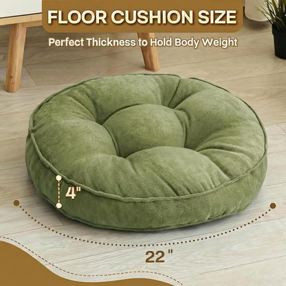 1 MIDDLE ONE Floor Pillow Set of 2, Memory Foam Floor Cushions for Adults, Large Meditation Pillow for Sitting, 22 x 22 Inches (Square | Grey)