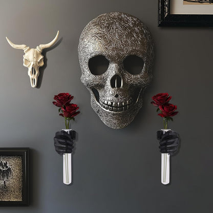 2 Pieces Wall Sculptures, Hands Vase Home Decor, Wall Mount Art Sculpture, Unique Wall Art Statue, Funky Flower Vase Decorations, Modern Eclectic Hanging Decor,Hands Statue (Black)