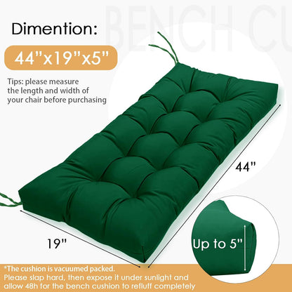 MTMR Outdoor Bench Cushion-44X19 Water-Repellent Tufted Porch Swing Cushions with High Elasticity PP Cotton and Ties Fade-Resistant Patio Outdoor Chair Cushion for Bench Furniture, Indoor Seat Cushion