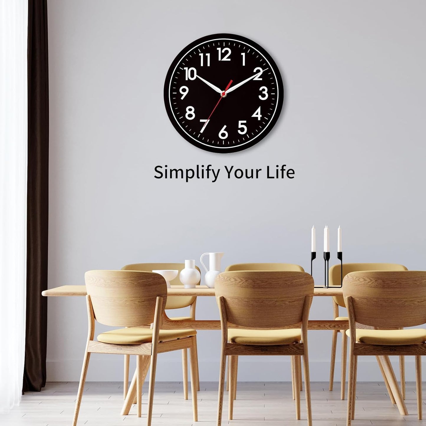 AKCISOT Wall Clock, Modern Small Wall Clocks Battery Operated 8 Inch, Silent Non-Ticking Analog Classic for Office, Home, Bathroom, Kitchen, Bedroom, School(Black)