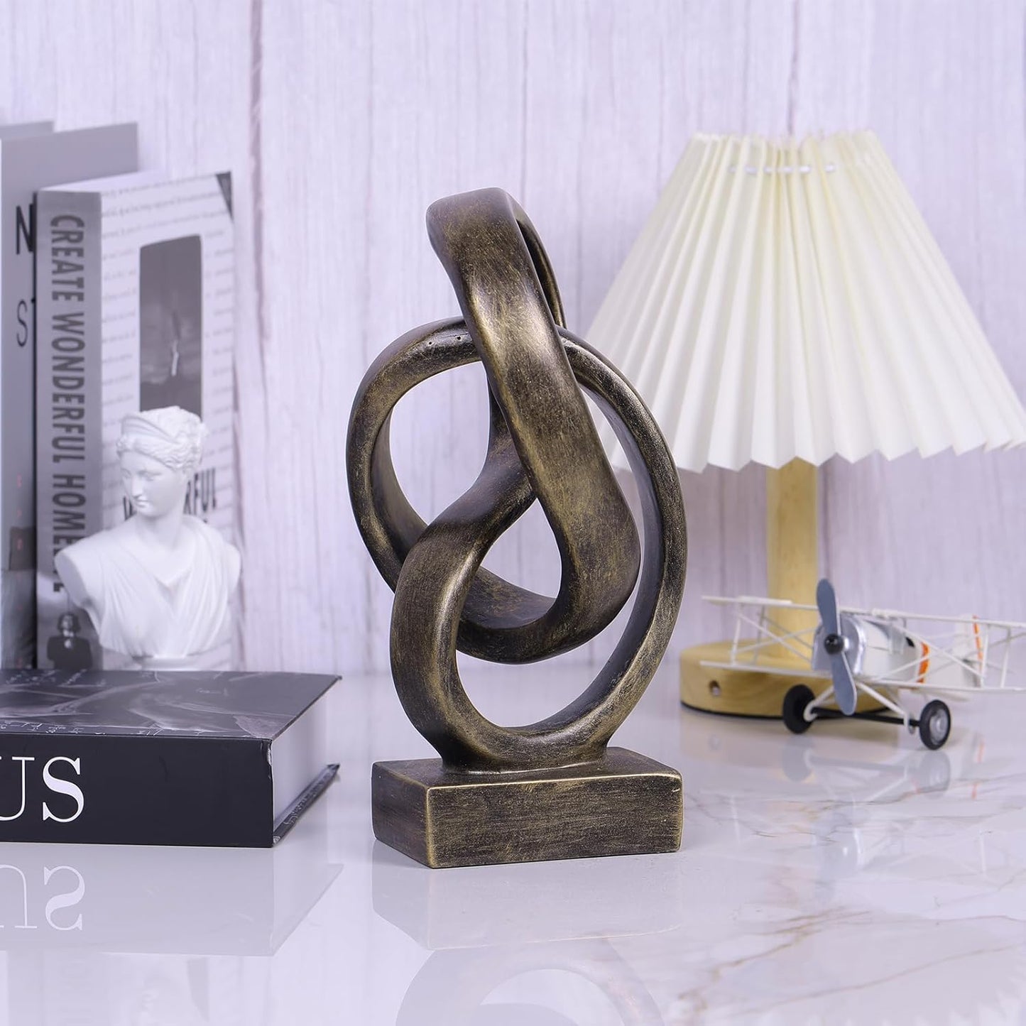 DOVDOV Abstract Black Knot Sculpture, Geometric Decor, Black Decorative Piece for Living Room Coffee Table or Bookshelf Top, Office Coffee Table or Entryway Console Decor.