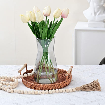 8 inch Clear Glass Flower Vases for Centerpiece Table Home Indoor Desk Decor,Ins Modern Boho Style Vase for Wedding Housewarming Gift