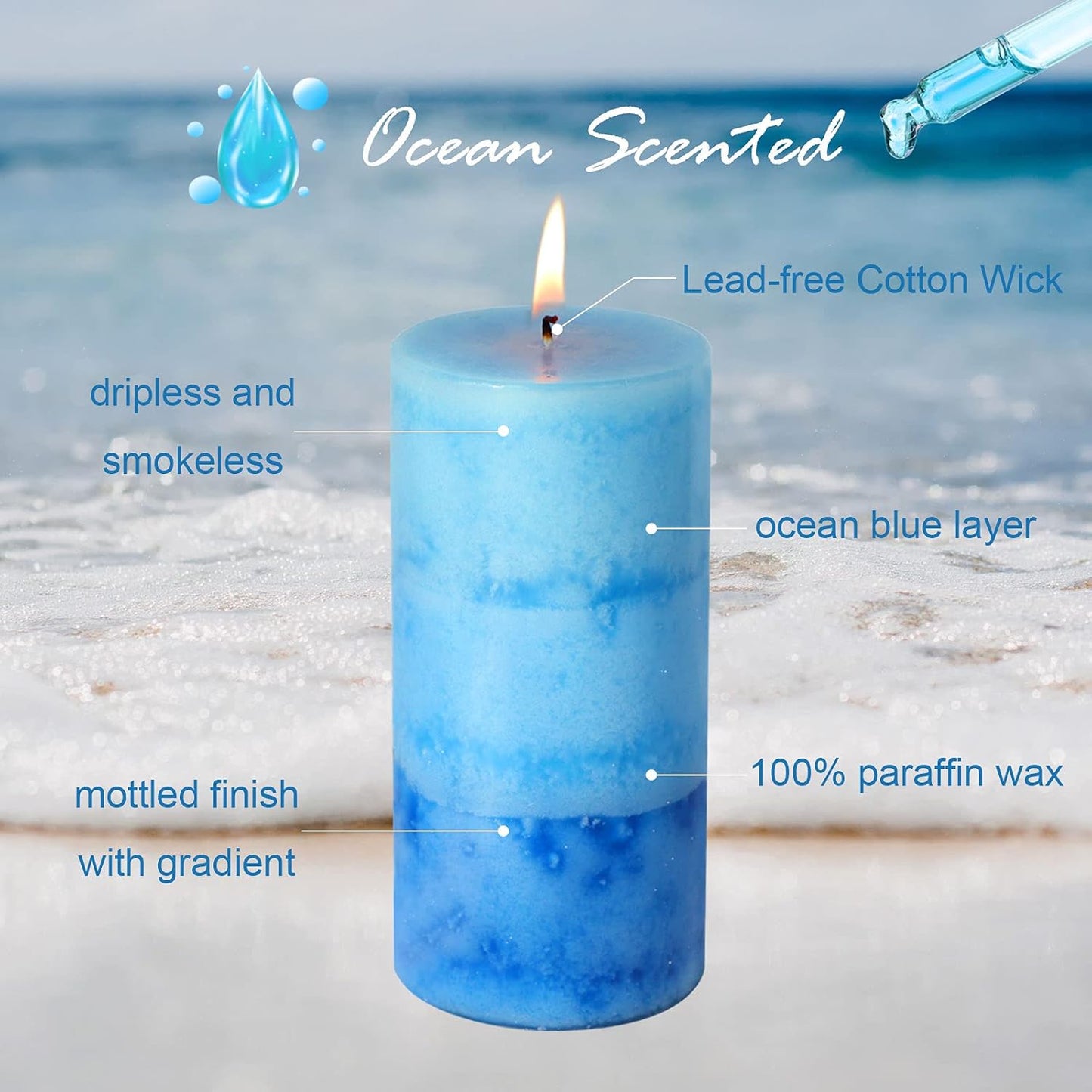Pillar Candles Vanilla Cupcake Scented Immeiscent Aromatherapy Candle 50+ Hours Clean Burning Long Lasting Mottled Layered Candles for Home Scented SPA Restaurant Set of 3