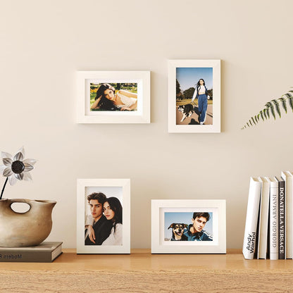 Egofine 8x10 Picture Frames Set of 4, Made of Solid Wood Covered by Plexiglass 4x6 and 5x7 with Mat or 8x10 without Mat, for Table Top Display and Wall Mounting Photo Frame Black