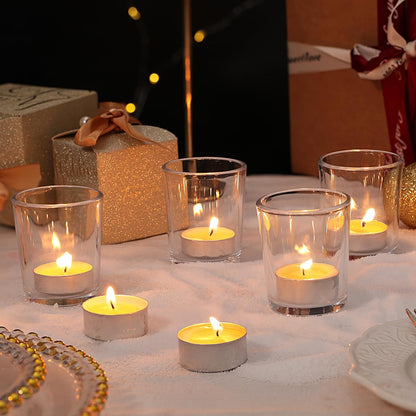 Letine 36-Pack Votive Candle Holders - Clear Glass Tea Light Holders - Glass Votive Candle Holder Bulk for Wedding Centerpieces/Home Table Decor/Propose/Christmas and Spring Party Decor