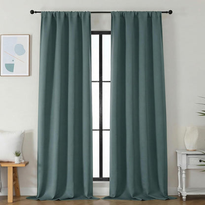 Simplebrand Ava Sage Green Blackout Curtains for Bedroom 63 Inch Length 2 Panels Set, Solid Thermal Insulated Energy Saving Rod Pocket Window Treatment Curtains Blackout Drapes, W40 x L63 Inch, Sage - Colors B