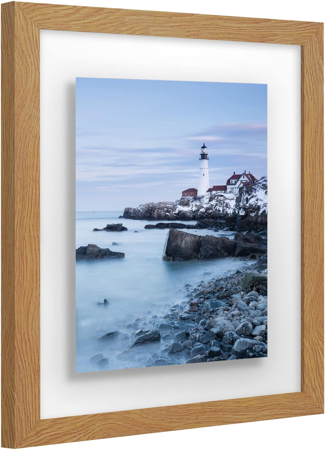 Americanflat 12x18 Floating Picture Frame with Polished Crystal-Clear Glass - Use as 8x10 Picture Frame or Display 5x7 Photo - Signature Float Collection - Photo Frames for Wall Display - Black