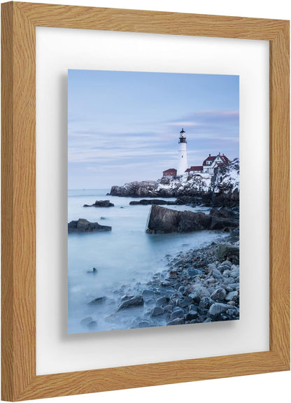 Americanflat 12x18 Floating Picture Frame with Polished Crystal-Clear Glass - Use as 8x10 Picture Frame or Display 5x7 Photo - Signature Float Collection - Photo Frames for Wall Display - Black