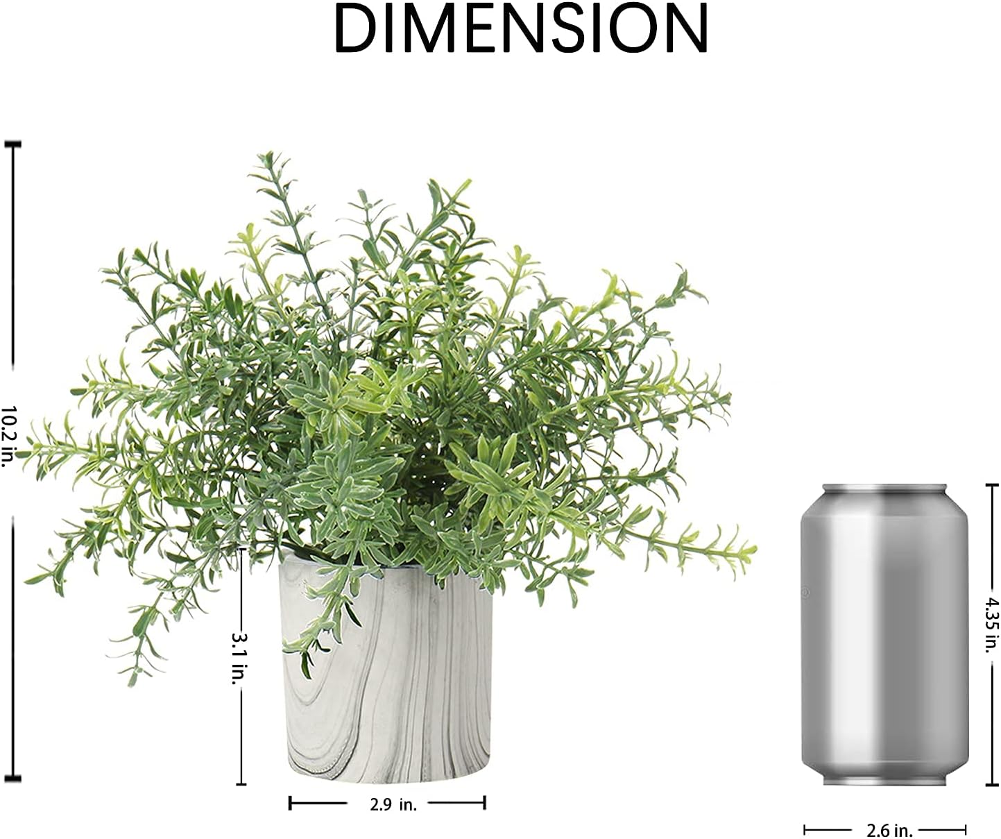 Hollyone Mini Artificial Potted Plants Fake Plants in Marble Pots, 1Pcs Plastic Eucalyptus Greenery Faux Plants for Home Office Desk Room Centerpiece Shelf Décor