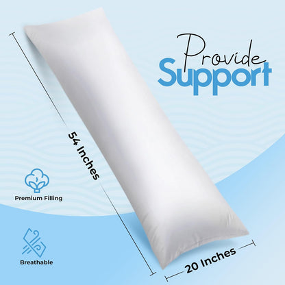 Utopia Bedding Full Body Pillow for Adults (White, 20 x 54 Inch), Long Pillow Insert for Sleeping, Ideal for Side Sleepers