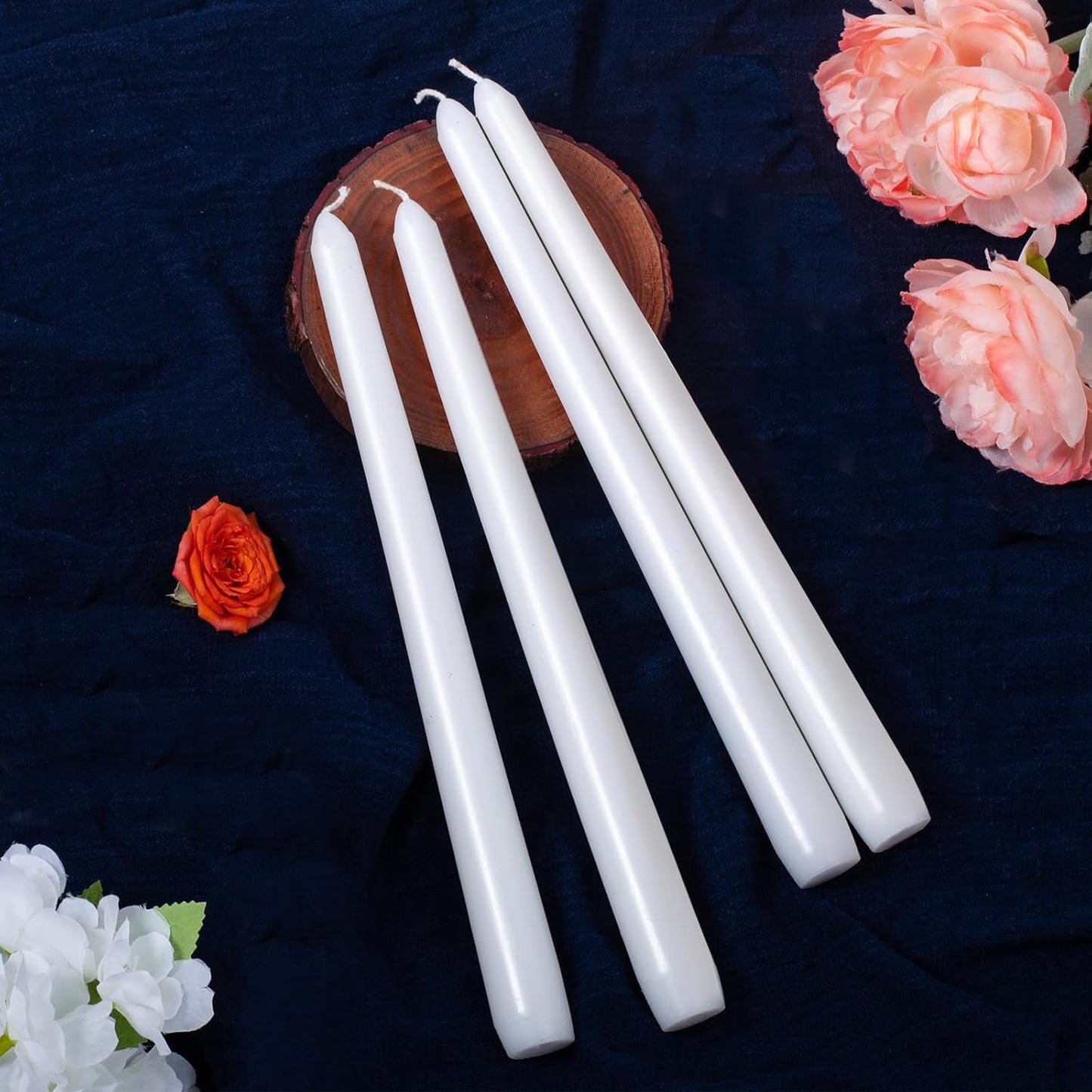 Everymoment Ivory Taper Candles - 4 Pack 10 Inch Candlesticks - Dripless & Smokeless Tapered Candle 8 Hours Unscented Cream Candle Sticks - Perfect for Wedding Holiday Dinner Party Home Decor