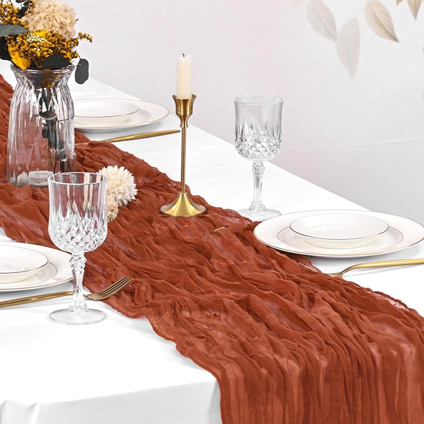 10 Pack Beige Cheesecloth Table Runner 17x108 Inch Boho Gauze Cheese Cloth Table Runners for Wedding Party Baby Shower Birthday Home Decor