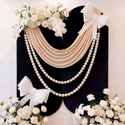 Canlierr 2 Pcs 5.6ft Wedding Giant Pearl Garland Decorations Large Faux Bead Garland with Hook for Ceremony Photo Booth Outdoor Proposal Scene Garden Beach Party Decor(Ivory White,25mm,Simple)