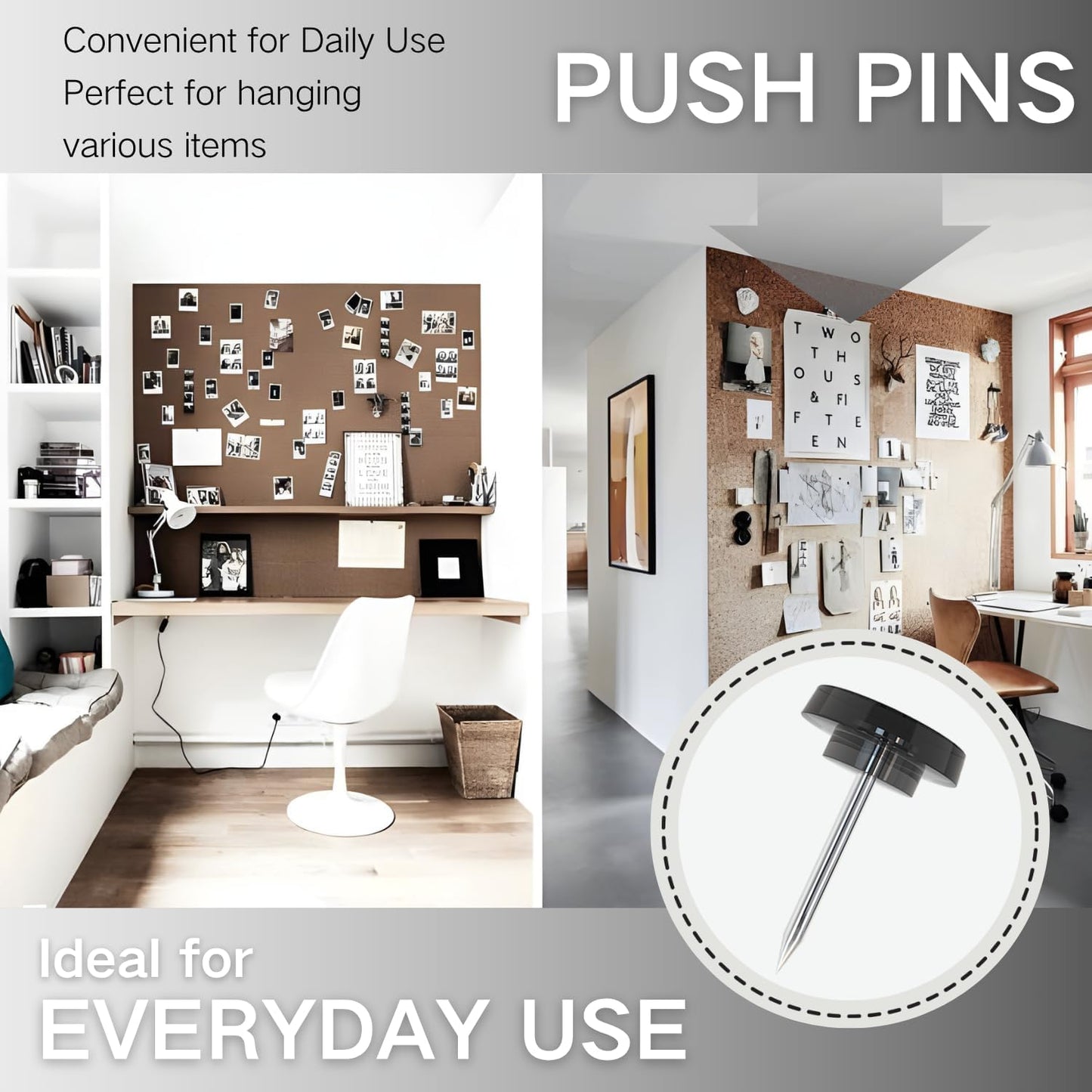 150 PCS Clear Push Pins Tacks Count in Reusable Box for Bulletin Boards and Wall Displays Heavy Duty Plastic Head