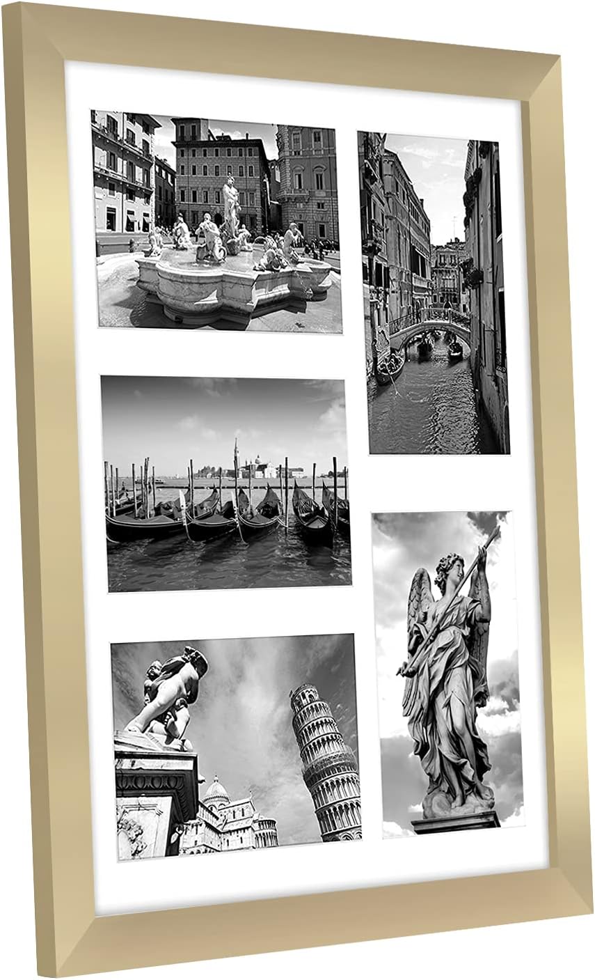Americanflat 4x6 Collage Picture Frame with Shatter-Resistant Glass - Fits Five 4x6 Photos or Use as One 11x14 Picture Frame - Signature Collection - Collage Frames for Wall Display - Black