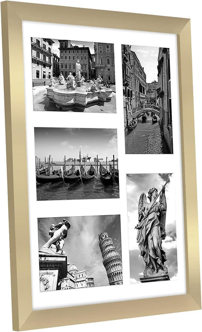 Americanflat 4x6 Collage Picture Frame with Shatter-Resistant Glass - Fits Five 4x6 Photos or Use as One 11x14 Picture Frame - Signature Collection - Collage Frames for Wall Display - Black