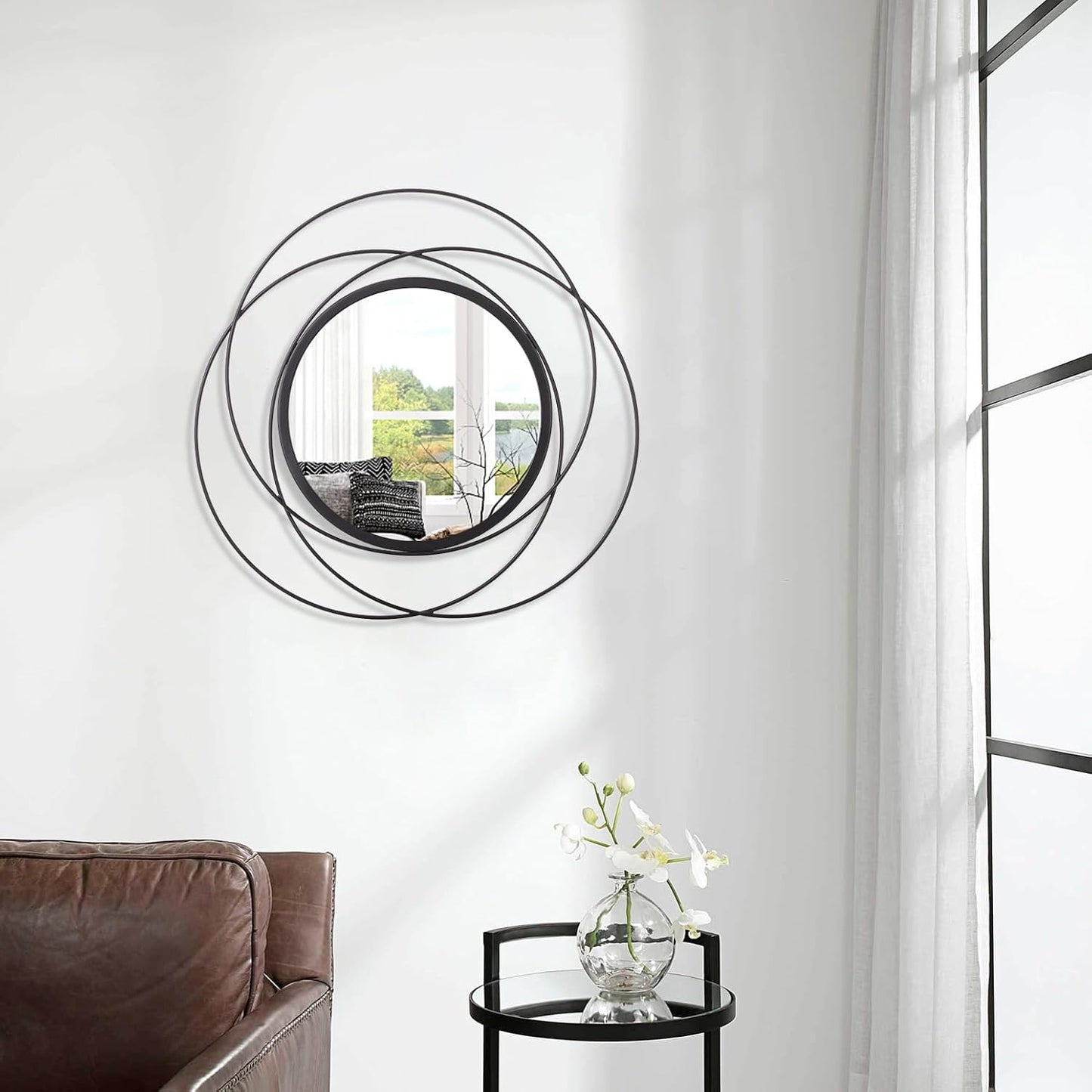 Gold Sunburst Mirrors for Wall Decorative Metal Round Art Mirrors Large Wall Decor Hanging Mirror for Bathroom Bedroom Living Room Vanity Entryway 16"