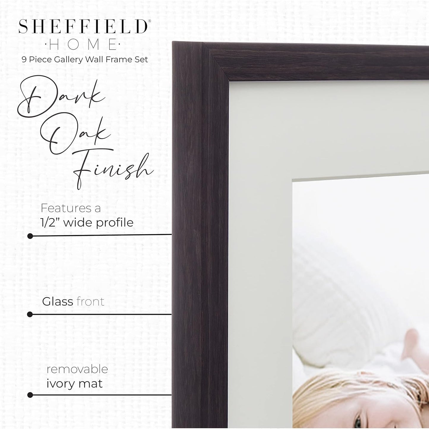 Sheffield Home 9 Piece Gallery Wall Frame Set, 11x14 in. matted to 8x10 in. (Matte Black)