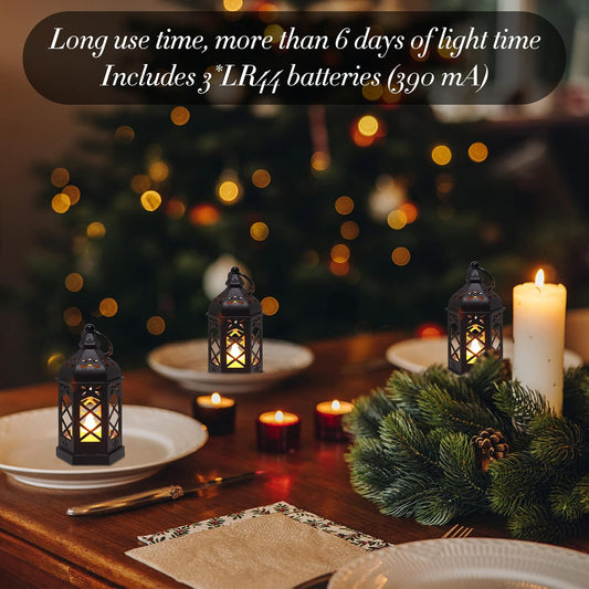 LLQ Mini Lantern for Centerpieces, (8Pack-5Inch) Vintage Lanterns Decorative, Small Hanging Lantern for Halloween Decorations, Christmas Centerpieces for Tables, Wedding Garden Party Decorations