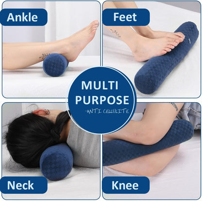 Health Cervical Neck Roll, Comfortable and Highly Resilient Bolster Pillows, Round Neck Pillows Support for Sleeping | Large Size Bolster Pillow for Bed, Legs, Back and Yoga (Grey)