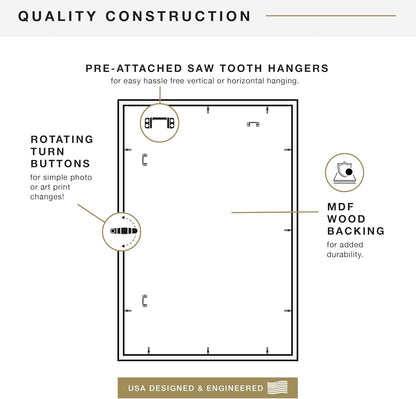 MCS Studio Gallery 16x24 Poster Frame Black Woodgrain Engineered Wood, Vertical & Horizontal Wall Hanging Large Picture Frame for Photos, Posters & Art Prints (1-Pack)
