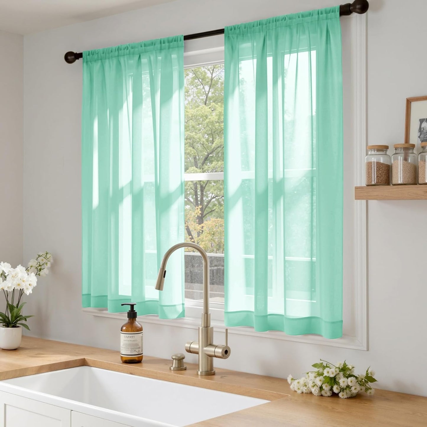 MIULEE White Sheer Curtains 84 Inches Long, 4 Panels Set, Light Filtering Rod Pocket Voile Drapes for Living Room and Bedroom, Airy Soft Fabric Window Treatments, 42 x 84 Inches