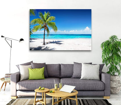 Baisuart S02250 Canvas Prints Wall Art Beach Sunset Ocean Waves Nature Pictures Stretched Canvas Wooden Framed for living Room Bedroom and Office