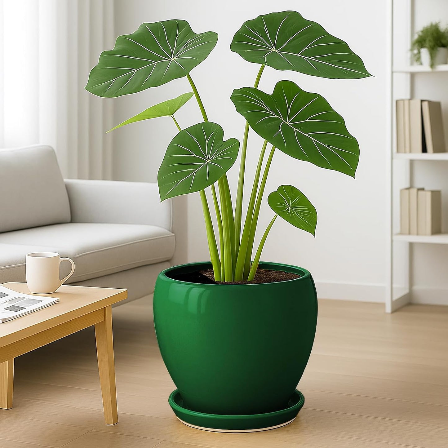 Deep Dream 6 Inch Plant Pots- Ceramic Planter Pot with Drainage Hole and Saucer, Round Flower Pot for Indoor Outdoor Succulent, Snake Plants and Cactus, Blue