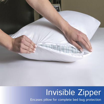 Euro Size Pillow Protectors (Set of 2) - European Square 26x26 Pillow Covers Waterproof Hypoallergenic Dust Proof Zippered Encasement